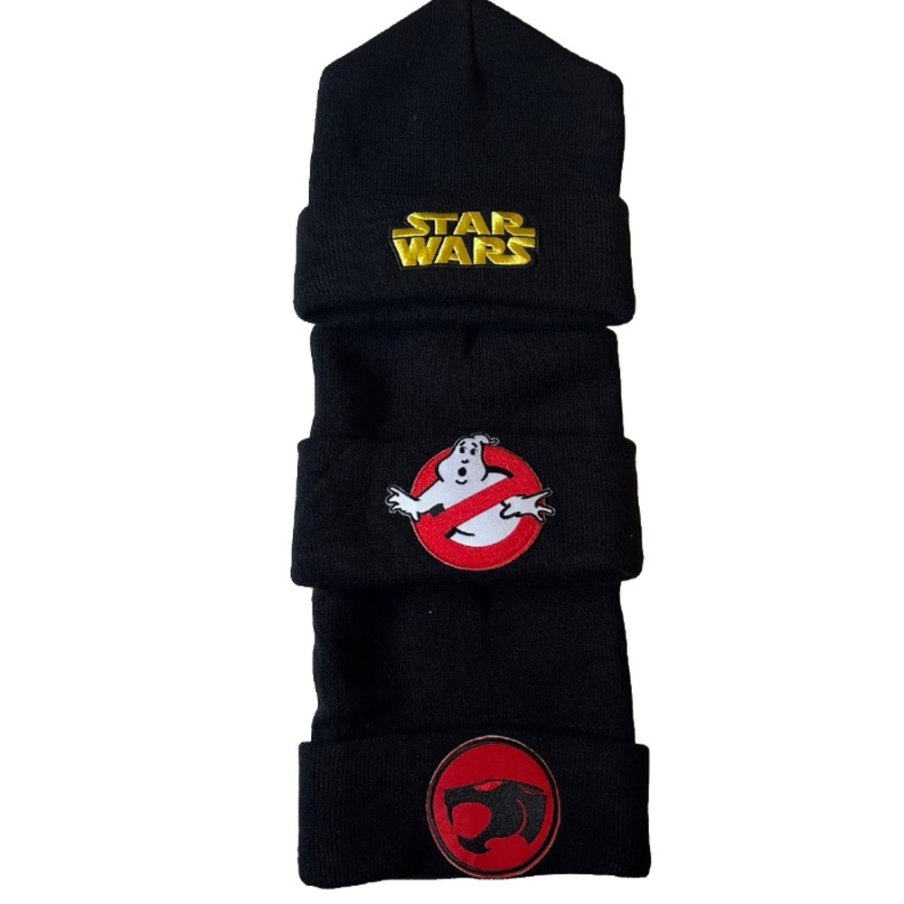 BUNDLE DEAL or purchase individually. Fun Black Beanies. Size OS. New W/O Tags
